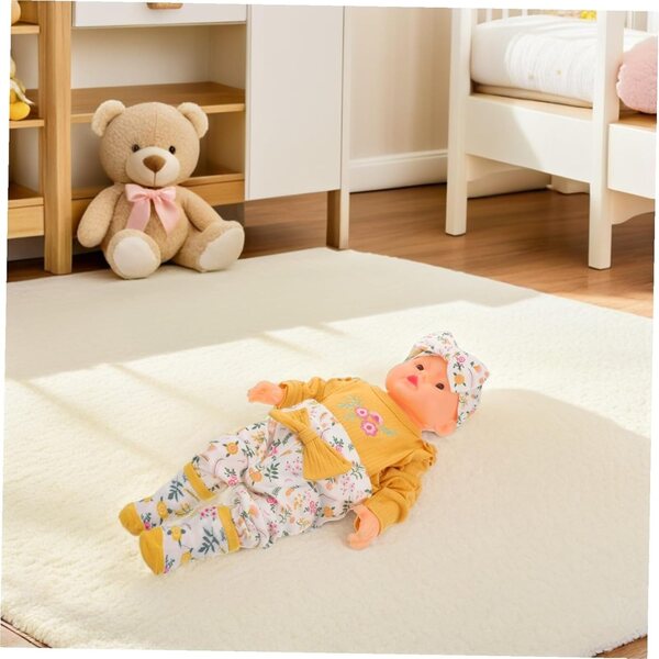 Bekleidungsset für wiedergeborene Puppen aus Baumwolle mit gelber Schleife – komplett 4-teilig