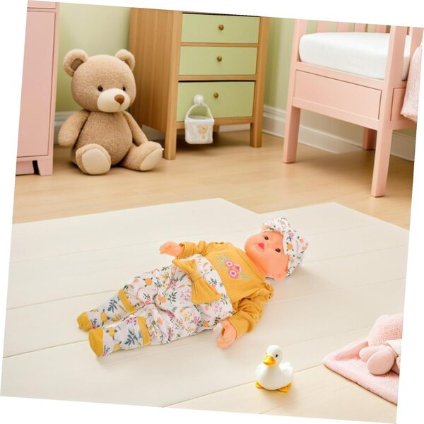 Bekleidungsset für wiedergeborene Puppen aus Baumwolle mit gelber Schleife – komplett 4-teilig