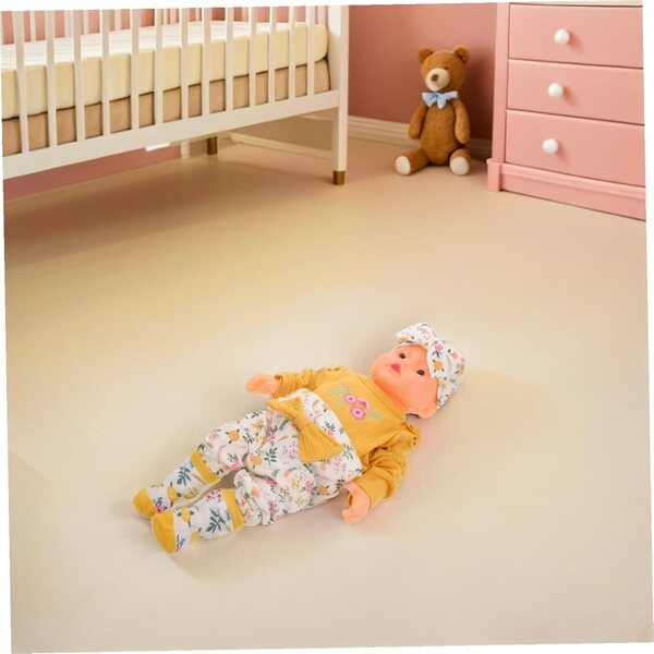 Bekleidungsset für wiedergeborene Puppen aus Baumwolle mit gelber Schleife – komplett 4-teilig