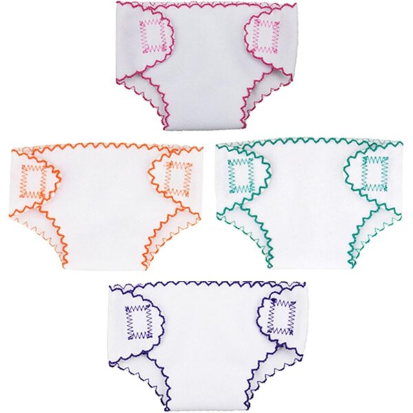 Set di 4 accessori per bambole con mini pannolini lavabili per casa delle bambole