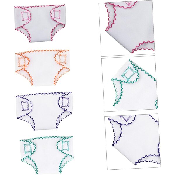 Set di 4 accessori per bambole con mini pannolini lavabili per casa delle bambole