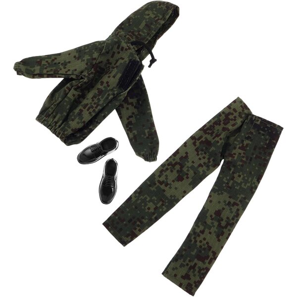 Olivgrüne Tarn-Militäruniform für 30-cm-Puppen mit Schuhen und Hosen