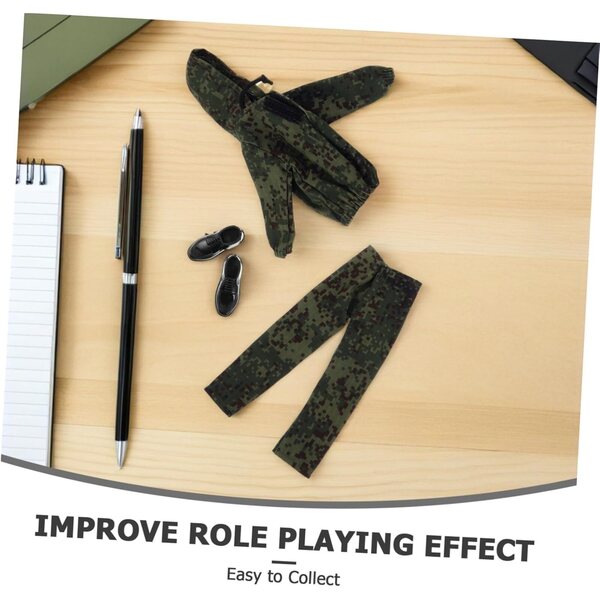 Olivgrüne Tarn-Militäruniform für 30-cm-Puppen mit Schuhen und Hosen