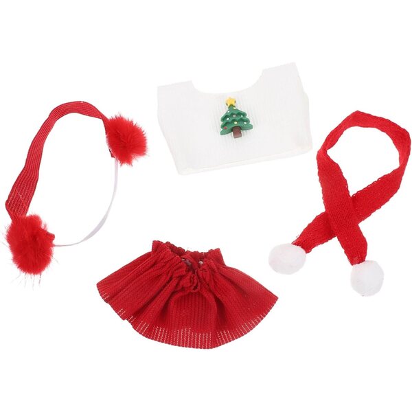 Set vestiti natalizi per bambole con maglione e accessori rossi e verdi WOONEKY