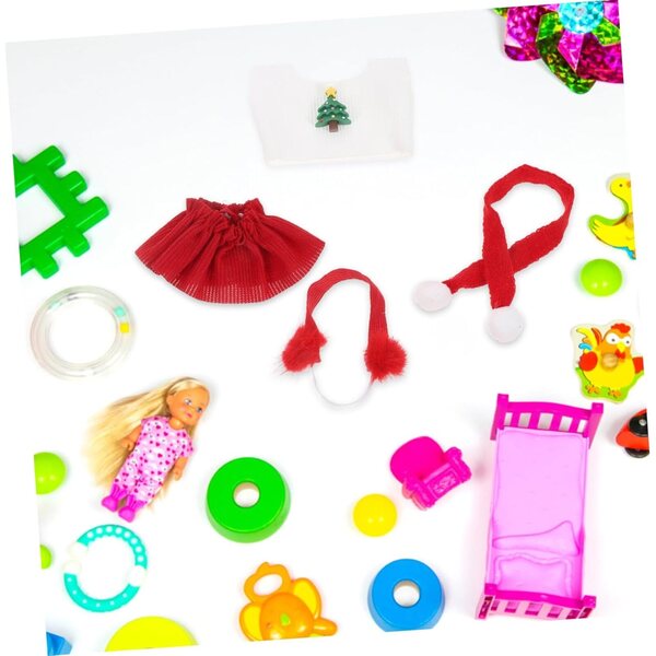 Set vestiti natalizi per bambole con maglione e accessori rossi e verdi WOONEKY