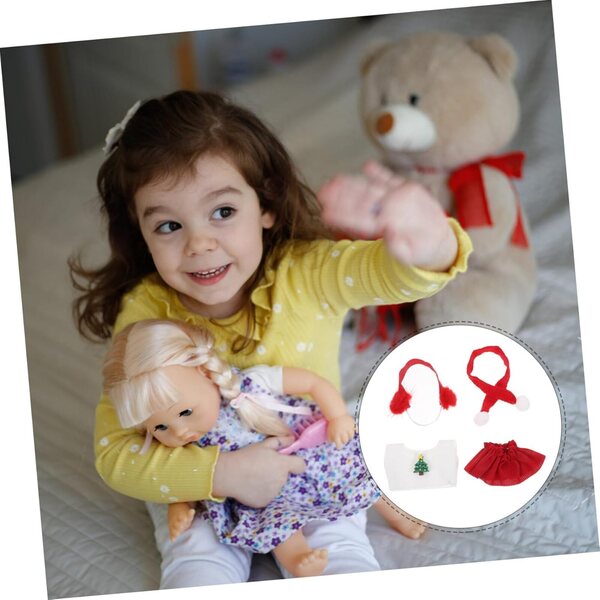 Set vestiti natalizi per bambole con maglione e accessori rossi e verdi WOONEKY