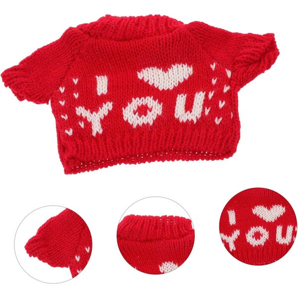Hohopeti roter Pullover für 30 cm großes Bären-Plüschtier, DIY-Weihnachtsoutfit
