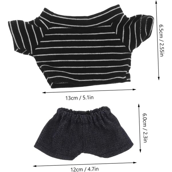 Kleidungsset für 20 cm große Bärenpuppe: Bunte, weiche und widerstandsfähige Hose und Hemd