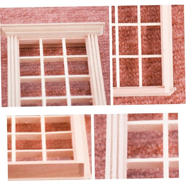 Set 8 finestre in legno miniatura 1:12 per casa delle bambole, cornice 12 griglie
