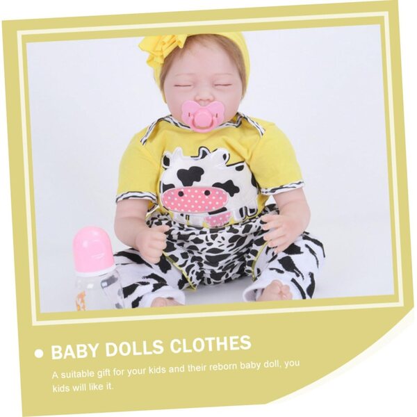 Tenuta Estiva Bambole Reborn Bambina Motivo Mucca Cartoon con Accessori Completi