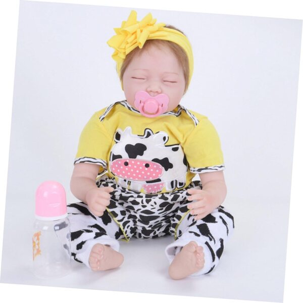 Abbigliamento in Cotone per Bambola Reborn con Motivo Mucca Giallo - Set Completo