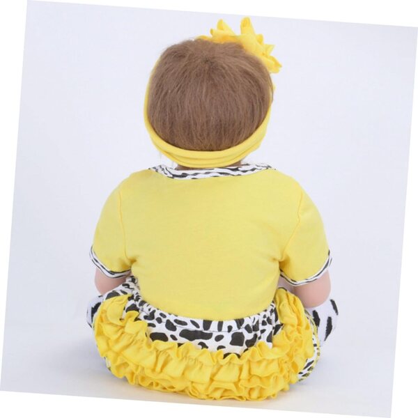 Abbigliamento in Cotone per Bambola Reborn con Motivo Mucca Giallo - Set Completo
