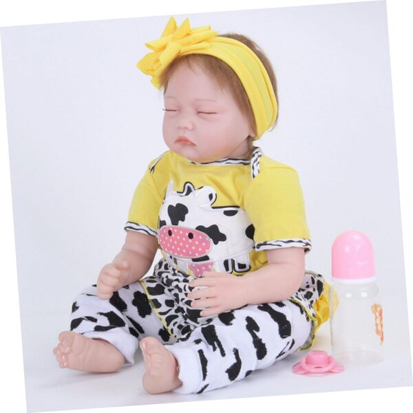 Abbigliamento in Cotone per Bambola Reborn con Motivo Mucca Giallo - Set Completo