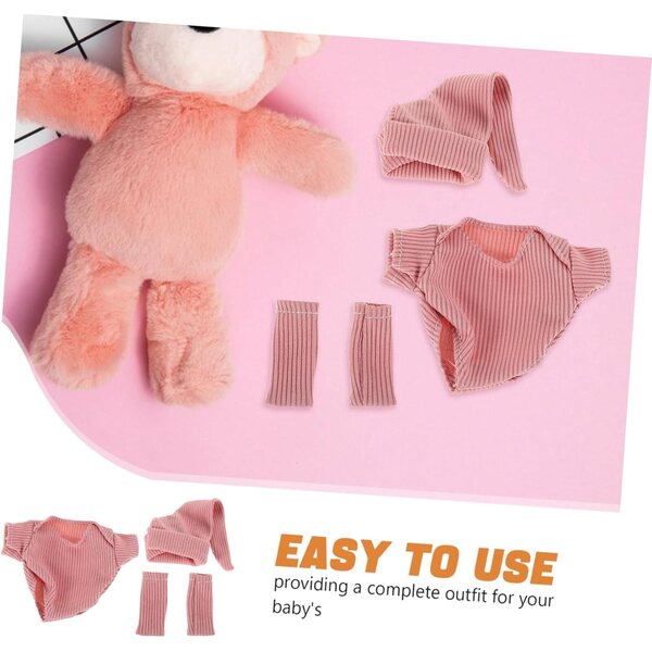 ERINGOGO Vestiti Rosa per Bambole Bebè 18 cm - Set 3 Pezzi con Scarpe e Cappello