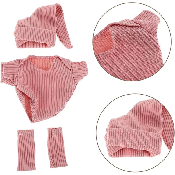Hohopeti Completo Abbigliamento per Bambole 18 cm Rosa con Scarpe e Cappello