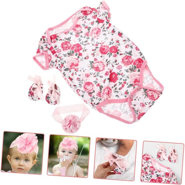Completo Abbigliamento per Bambola Reborn 0-2 Anni con Scarpe e Fascia 18-23 Pollici
