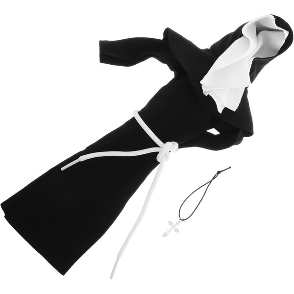 Costume da bambola Nonna con vestito nero e collana in argento - Completo per gioco di ruolo