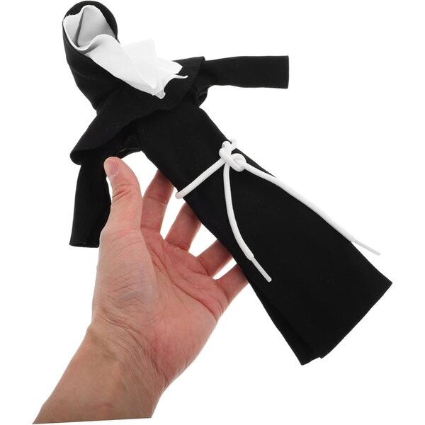 Costume da bambola Nonna con vestito nero e collana in argento - Completo per gioco di ruolo