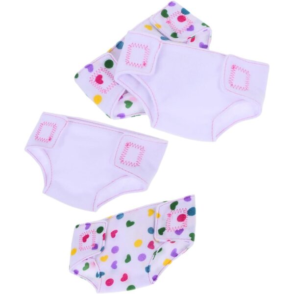 Set 4 Pannolini Lavabili in Tessuto per Bambole 43 cm - Gioco di Imitazione Bambini