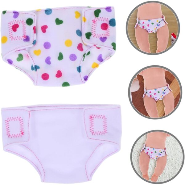 Set 4 Pannolini Lavabili in Tessuto per Bambole 43 cm - Gioco di Imitazione Bambini