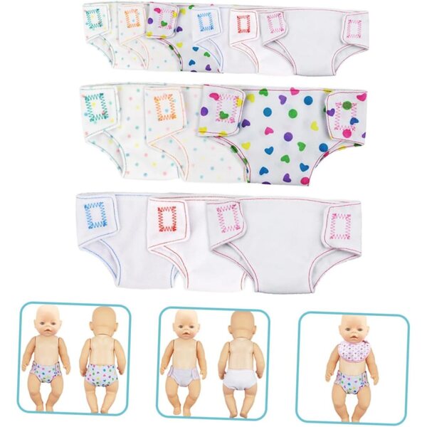 Mikinona 12 Pz Pannolini Lavabili per Bambole Cotone Colorati Accessori Gioco Bimba