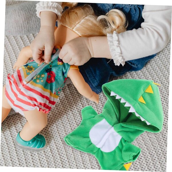 Costume dinosauro per bambole da 20 cm in tessuto morbido, facile da indossare