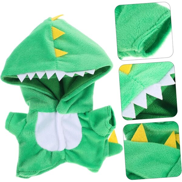 Costume dinosauro per bambole da 20 cm in tessuto morbido, facile da indossare