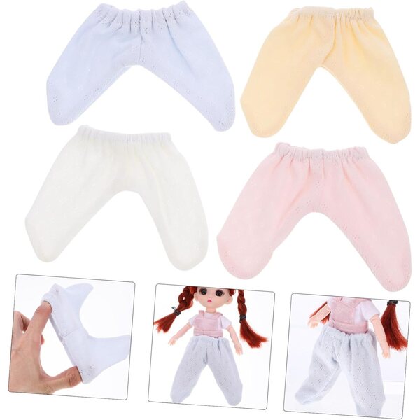 Set mit 4 Hosen für 20-cm-Puppen aus weichem, mehrfarbigem Stoff – HONITANO