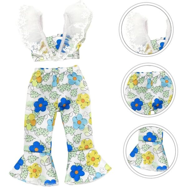 Set Abiti in Tessuto per Bambole 14,5 Pollici - Top e Pantaloni Facili da Indossare