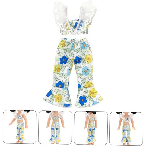 Set Abiti in Tessuto per Bambole 14,5 Pollici - Top e Pantaloni Facili da Indossare