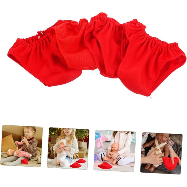 Set 4 Culottes Rosse per Bambole 45-60 cm in Tessuto Morbido, Accessori Riutilizzabili