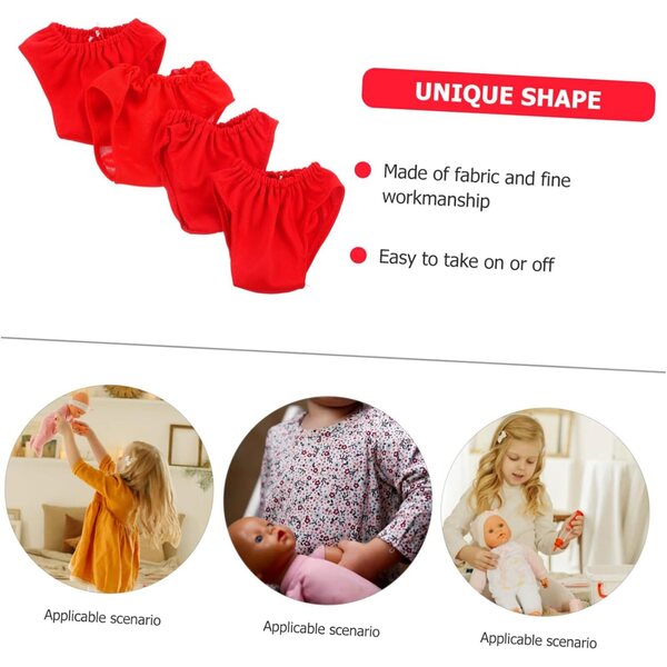 Set 4 Culottes in Tessuto Lavabili per Bambole 45-60 cm – Mini Sottovesti per Gioco di Ruolo