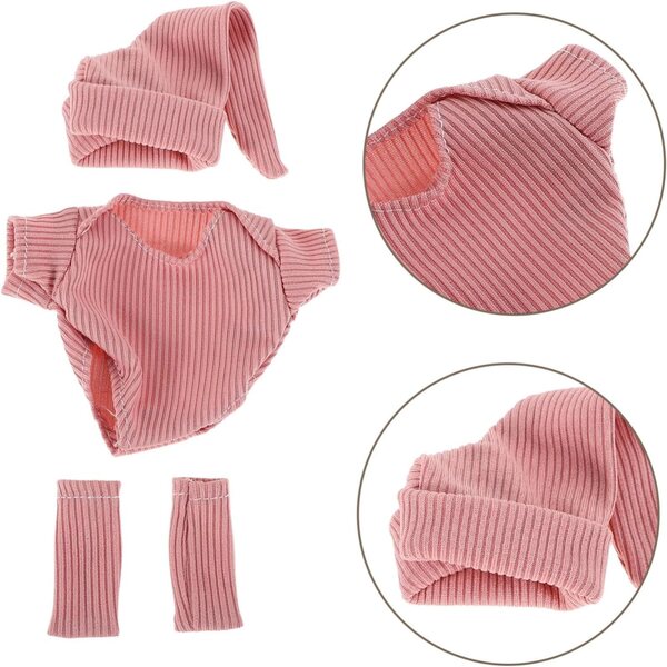 Komplettes Puppenkleidungsset mit Schuhen und rosa Hut für 18-cm-Puppen