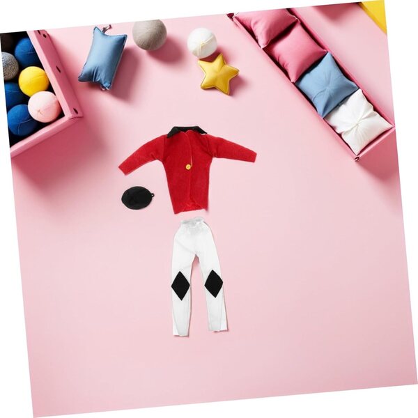 WOONEKY Set Abbigliamento Equitazione per Bambole con Cappello, Giacca, Pantaloni e Sciarpa