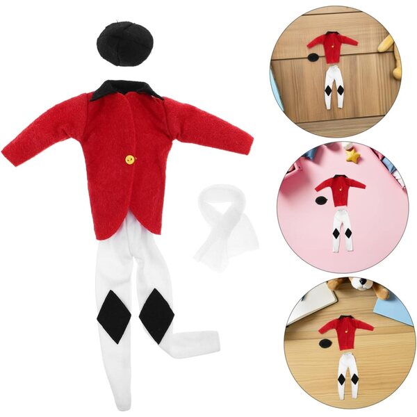 WOONEKY Set Abbigliamento Equitazione per Bambole con Cappello, Giacca, Pantaloni e Sciarpa