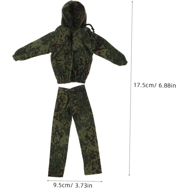 WOONEKY Abito militare mimetico per bambola ragazzo 12 pollici con cappuccio