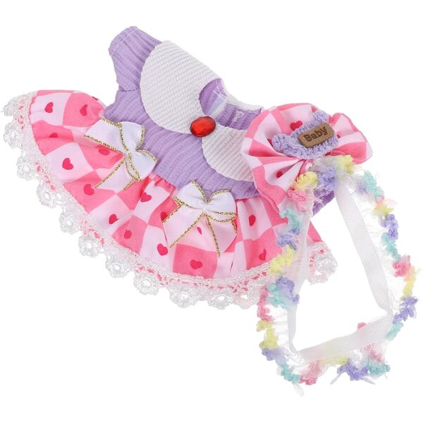 WOONEKY Set Abbigliamento per Bambole con Gonna a Tulle e Fascia Fiore, Accessori Moda