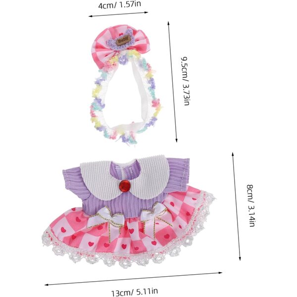 WOONEKY Set Abbigliamento per Bambole con Gonna a Tulle e Fascia Fiore, Accessori Moda