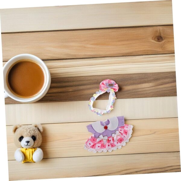 WOONEKY Set Abbigliamento per Bambole con Gonna a Tulle e Fascia Fiore, Accessori Moda