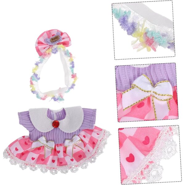WOONEKY Set Abbigliamento per Bambole con Gonna a Tulle e Fascia Fiore, Accessori Moda