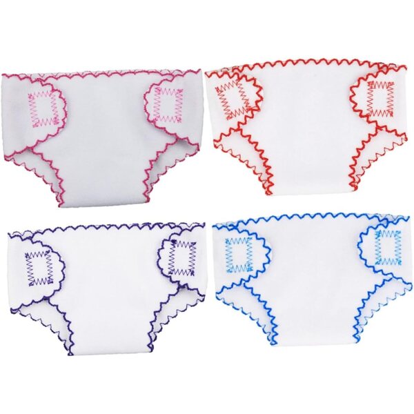Set 4 Pannolini in Tessuto Lavabili per Bambole 16-18 pollici - Accessori Gioco Bambini