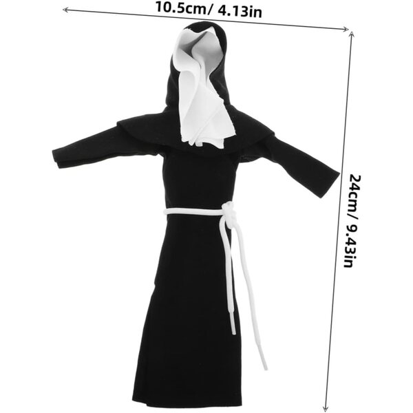 Vestiario Realistico per Bambole - Costume da Suora Nero per Gioco di Ruolo e Scene Religiose