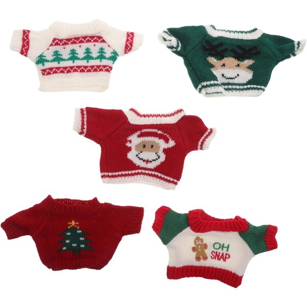 Set 5 Pulls di Natale per Orsetti 30 cm in Lana Morbida - Abbigliamento Festivo