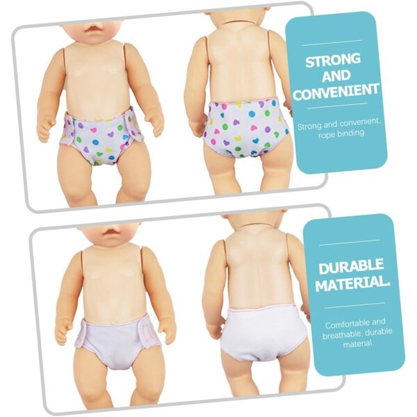 Set 12 Culottes Riutilizzabili in Cotone per Bambole 16-18 Pollici, Multicolore