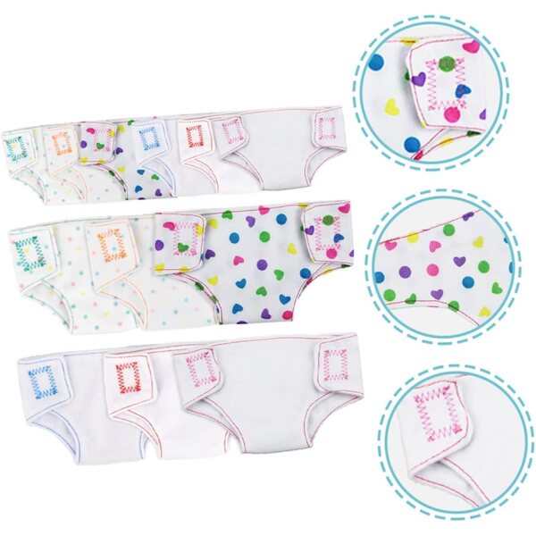Set 12 Culottes Riutilizzabili in Cotone per Bambole 16-18 Pollici, Multicolore