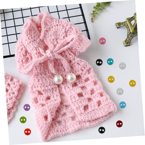 Set 20 Mini Bottoni Rotondi Colorati a Due Fori per Abiti di Bambole - Miniature DIY