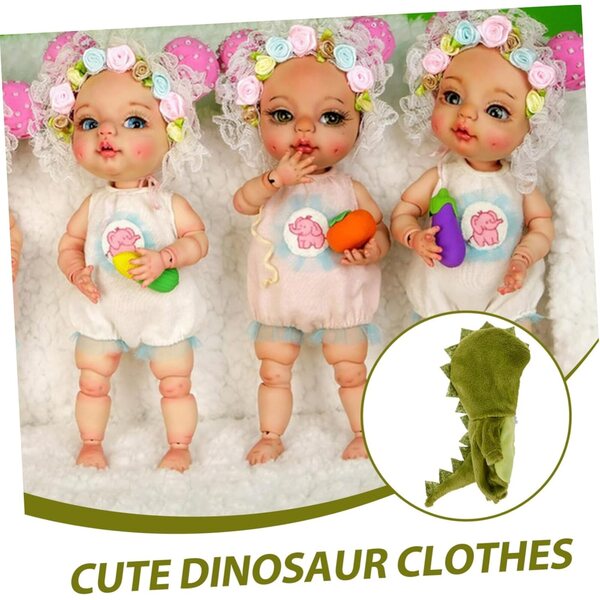 Hohopeti Combinaison Dinosaure per Bambole Ob11 Bambina in Cotone Leggero Verde Chiaro