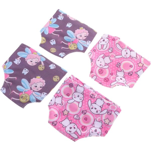 WOONEKY 4 pezzi set biancheria intima lavabile per bambole, accessori abbigliamento regolabili e riutilizzabili