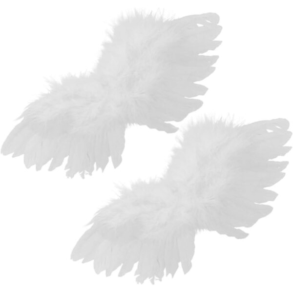 Hohopeti Mini weiße Engelsflügel für Puppen 22x10 cm Set 2 Stück, dekoratives Zubehör