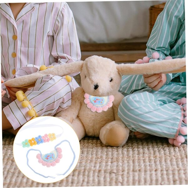 Lätzchen und Blumenstirnband-Set für Puppen aus weicher Baumwolle | Wiederverwendbares Zubehör